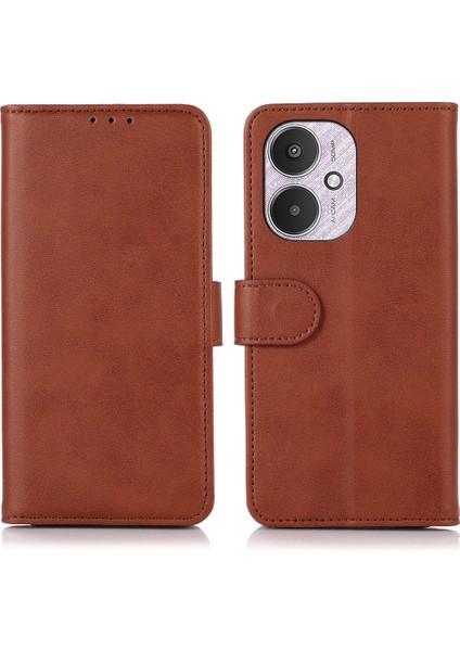 Xiaomi Redmi Için 13C 4g/poco C65 4g Case Cowhide Doku Katlanabilir Stand Telefon Kapak Kılıfı (Yurt Dışından)