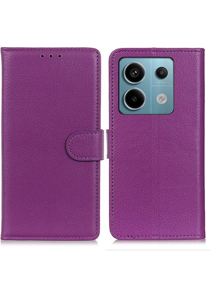 Xiaomi Redmi Için Note 13 Pro 5g Cep Telefonu Kılıfı Litchi Doku Flip Deri Deri Kapak Morası (Yurt Dışından)