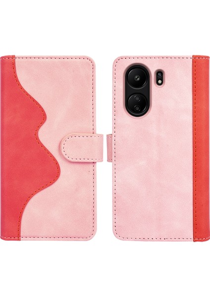 Xiaomi Redmi Için 13C 4g/poco C65 4g Kasa Renk Ekleme Cüzdan Deri Kapak Pembe (Yurt Dışından)