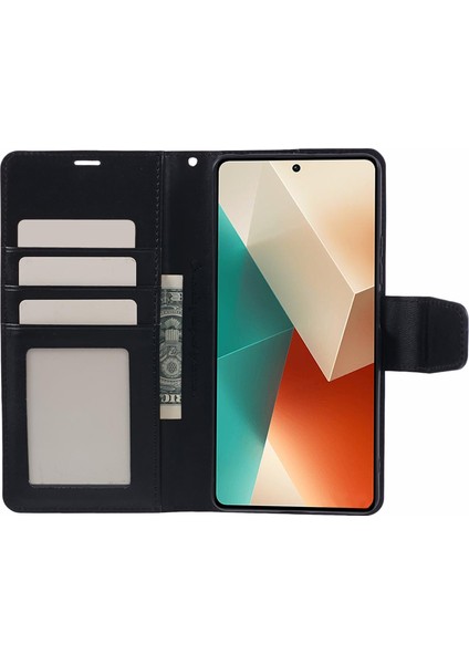 Xiaomi Redmi Için Note 13 Pro 5g Case Pu Deri Telefon Kapağı Cüzdan-Black (Yurt Dışından)