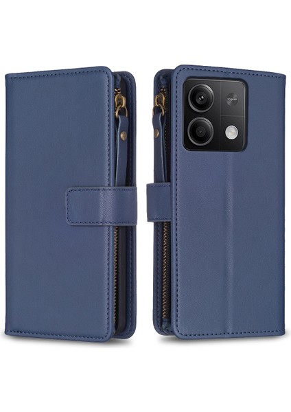 Xiaomi Için Redmi Note 13 4g Telefon Kılıfı Görüntüleme Standı Kapak Fermuarlı Çanta-Mavi (Yurt Dışından)