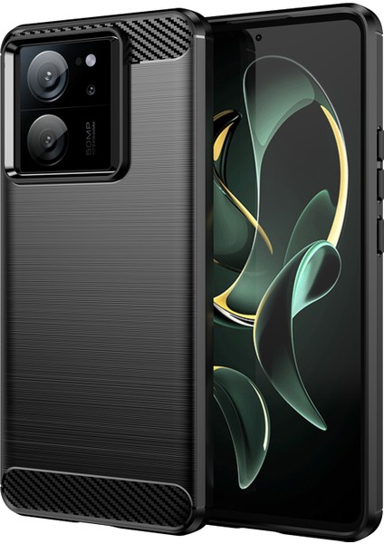 Xiaomi Redmi K60 ULTRA/13T/13T Pro Karbon Fiber Doku Kapağı Fırçalanmış Tpu Anti-Drop Telefon Kılıfı Black (Yurt Dışından)
