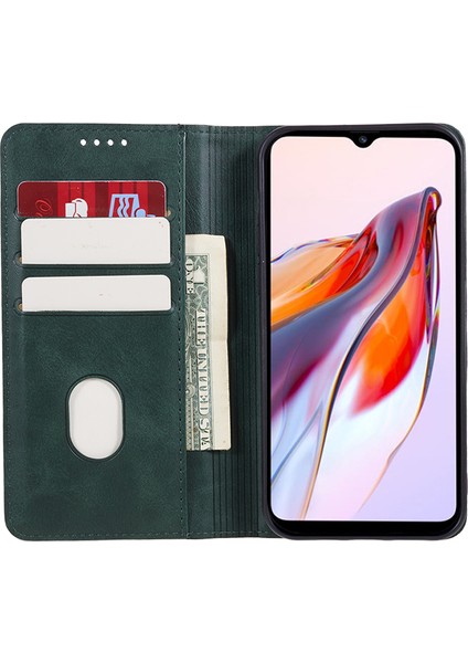 Xiaomi Redmi Için 13C 4g/poco C65 4g Cep Telefonu Kılıf Buzağı Dokusu Pu Deri Stand Anti-Damla Kapak Yeşili (Yurt Dışından) fiyatları
