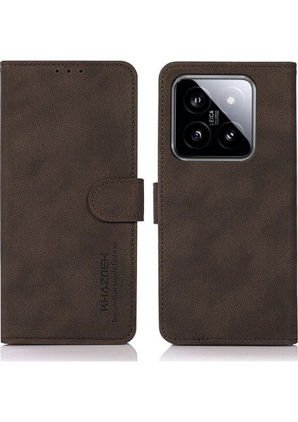 Xiaomi Için 14 Case Pu Deri Koruyucu Telefon Kapak Kahverengi (Yurt Dışından)