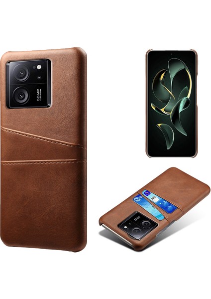 Xiaomi Için Redmi K60 ULTRA/13T/13T Pro Smartphone Cover Çift Kart Yuvaları Pu Deri Kaplamalı Pc Koruyucu Koruma Brown (Yurt Dışından)