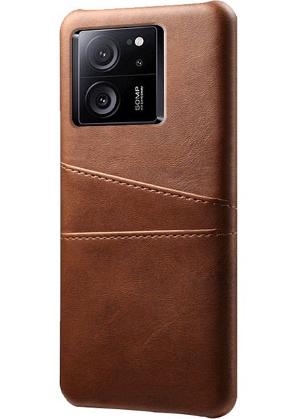 Xiaomi Için Redmi K60 ULTRA/13T/13T Pro Smartphone Cover Çift Kart Yuvaları Pu Deri Kaplamalı Pc Koruyucu Koruma Brown (Yurt Dışından)