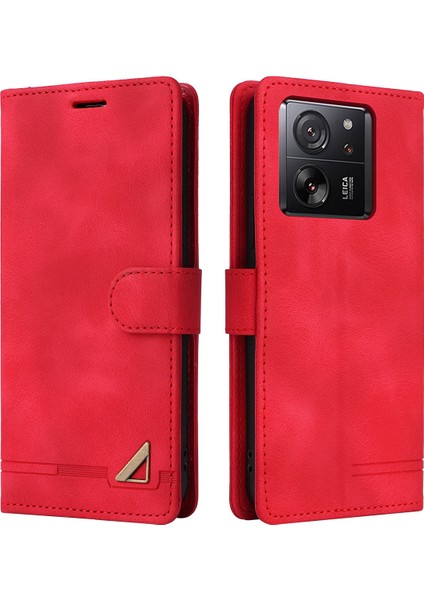 Xiaomi 13T/13T Pro/redmi K60 Ultra Kılıf Cilt Deri Deri Telefon Koruyucu-Kırmızı (Yurt Dışından)