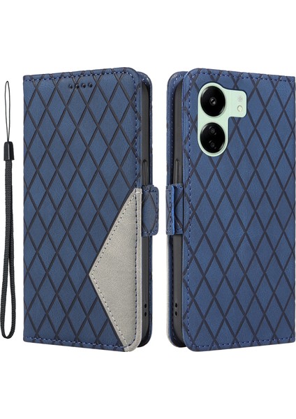 Xiaomi Redmi 13C 4g/poco C65 4g Kasa Baskılı Telefon Deri Cüzdan Koruyucu Kapak Blue (Yurt Dışından)