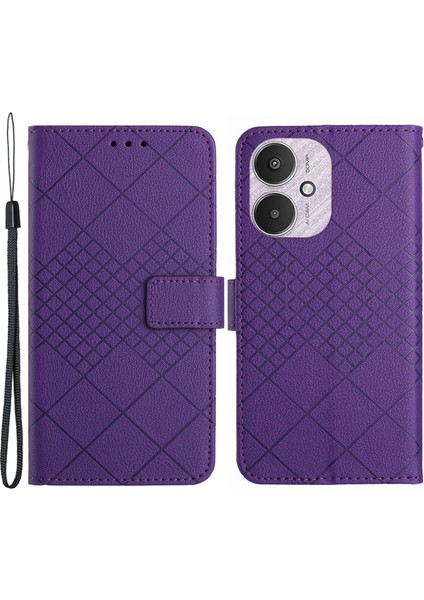 Xiaomi Redmi 13C 4g/5g/poco C65 4g Deri Kılıf Desenli Bilek Kayış-Moral (Yurt Dışından)