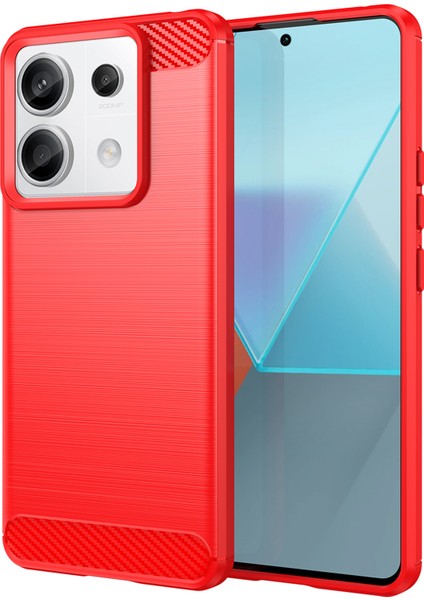 Xiaomi Redmi Için Note 13 Pro 5g Tpu Kapak Karbon Fiber Doku Cep Telefonu Kılıf Kırmızısı (Yurt Dışından)