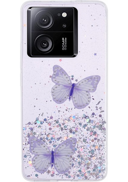Xiaomi 13T/13T Pro/redmi K60 Ultra Telefon Kılıfı Epoksi Kelebek Kapak Morası (Yurt Dışından)