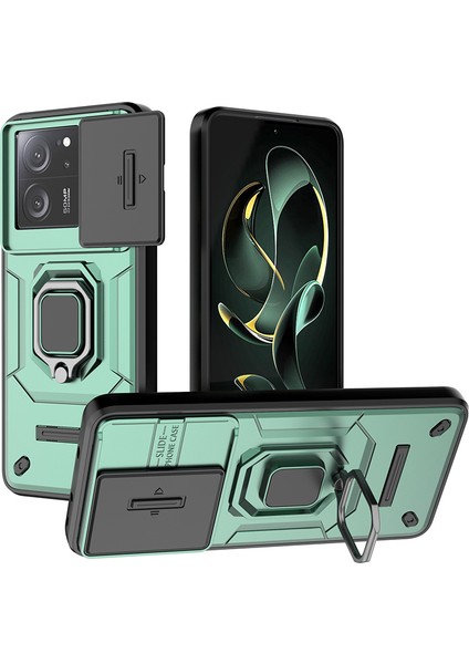 Xiaomi Için Redmi K60 ULTRA/13T/13T Pro Back Cover Slayt Lens Kapağı Pc+Tpu Kickstand Telefon Vaka-Yeşil (Yurt Dışından)