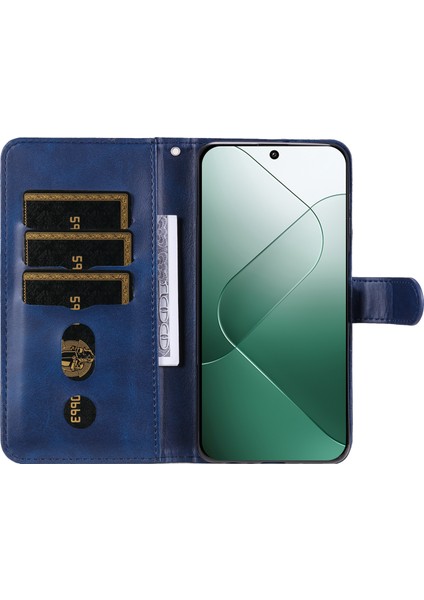 Xiaomi Için 14 Cüzdan Telefon Kılıfı Buzağı Dokusu Şok Geçirmez Deri Flip Kapak Fermuar Cep Mavisi (Yurt Dışından) fiyatları