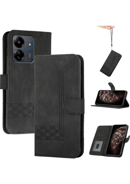 Xiaomi Redmi Için 13C 4g/5g/poco C65 4g Deri Kılıf Telefon Cüzdan Stand-Black (Yurt Dışından)