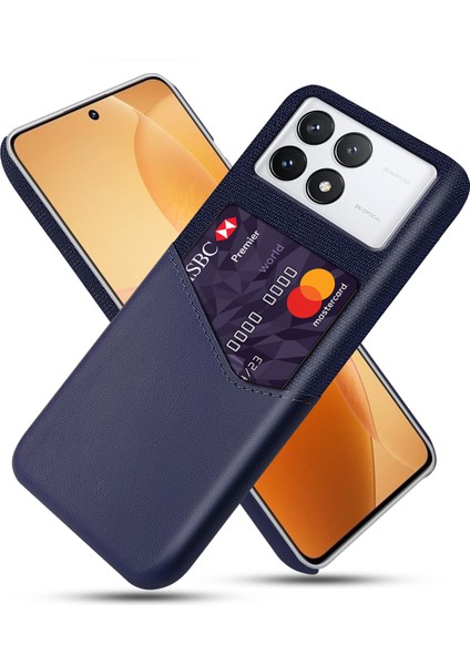 Xiaomi Redmi Için K70E 5g Kılıf Kart Kartı Yuvası Bez Doku Deri Kaplamalı Pc Kapak Mavisi (Yurt Dışından)
