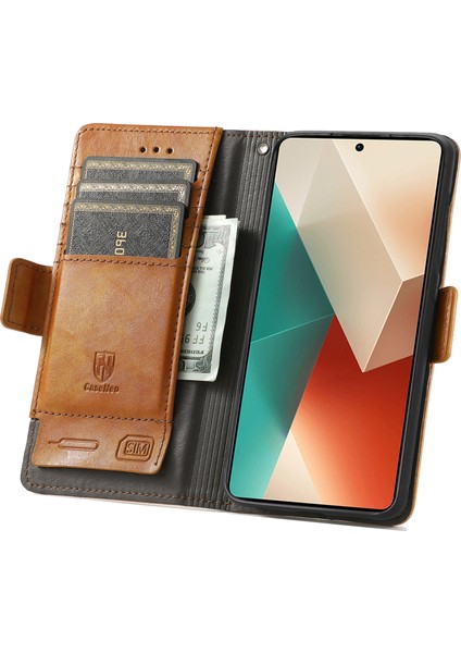 Xiaomi Redmi Için Note 13 Pro 4g/5g Deri Telefon Kılıfı Rfıd Engelleme Cüzdan Işık Kahverengi (Yurt Dışından) fiyatları