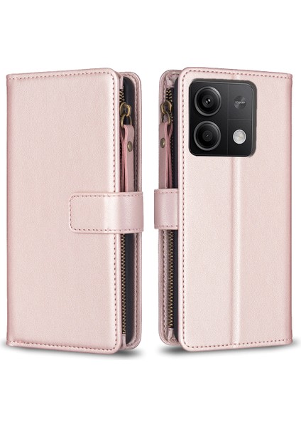 Xiaomi Için Redmi Note 13 4g Telefon Kılıfı Görüntüleme Standı Kapak Fermuarlı Çanta-Rose Altın (Yurt Dışından)