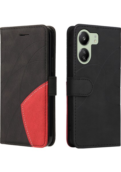 Xiaomi Redmi Için 13C 4g/poco C65 4g Kasa Ekleme Pu Deri Anti-Fall Telefon Kapak Black (Yurt Dışından)