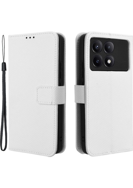 Xiaomi Redmi K70 5G/K70 Pro 5g Elmas Doku Kitabı Katlanır Flip Folio Cover-White (Yurt Dışından)