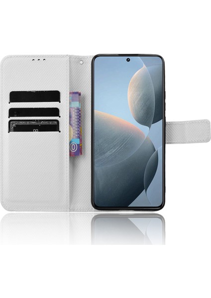 Xiaomi Redmi K70 5G/K70 Pro 5g Elmas Doku Kitabı Katlanır Flip Folio Cover-White (Yurt Dışından)