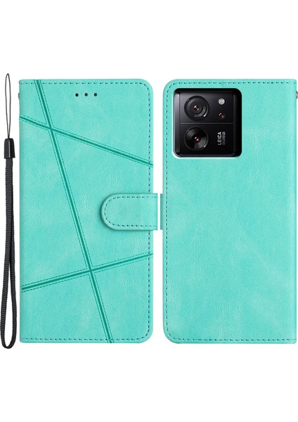Xiaomi 13T/13T Pro/redmi K60 Ultra Manyetik Kılıf Baskılı Çizgiler Cüzdan Telefon Kapak Yeşili (Yurt Dışından)