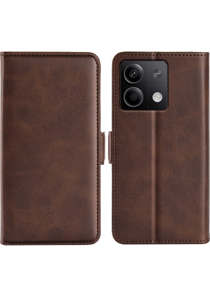 Xiaomi Için Redmi Note 13 5g (Çin) Kasa Stand Flip Balf Doku Telefon Kapağı Pu Deri Cüzdan Telefon Kabuk-Kahverengi (Yurt Dışından)