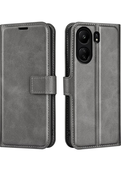 Xiaomi Redmi Için 13C 4g/poco C65 4g Case Balf Doku Pu Deri+Tpu Akıllı Telefon Muhafızları Kapak-Grey (Yurt Dışından)