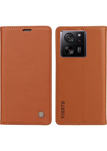 Xiaomi 13T/13T Pro/redmi K60 Ultra Kılıf Cüzdan Stand Deri Telefon Kapak-Kahverengi (Yurt Dışından)
