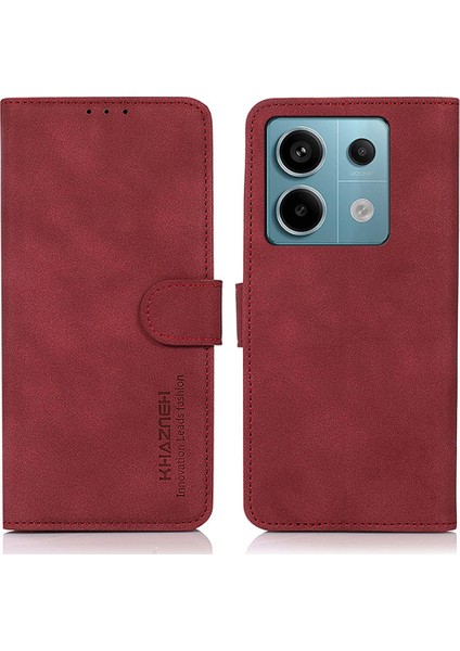 Xiaomi Redmi Için Note 13 Pro 5g Cep Telefon Kılıfı Pu Deri Cüzdan Flip Kapak-Kırmızı (Yurt Dışından)