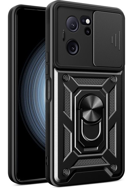 Xiaomi Için Redmi K60 ULTRA/13T/13T Pro Slayt Lens Kapağı Pc+Tpu Cep Telefonu Kapağı Kickstand-Black (Yurt Dışından)