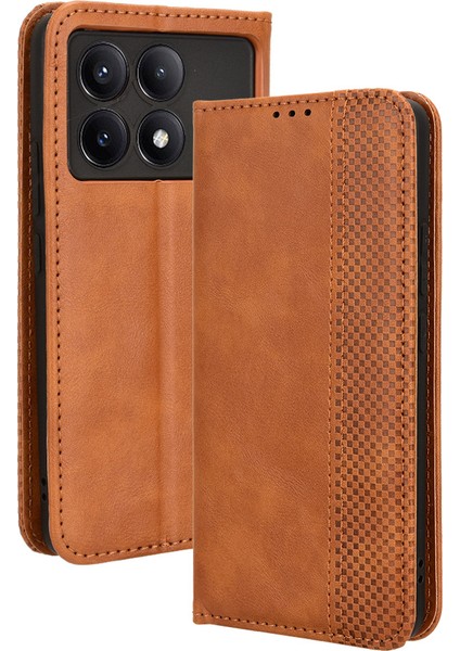 Xiaomi Için Deri Cüzdan Redmi K70 5G/K70 Pro 5g Görüntüleme Standı Telefon Kapak-Kahverengi (Yurt Dışından)