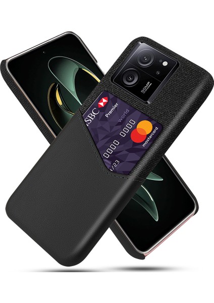 Xiaomi Redmi K60 ULTRA/13T/13T Pro Cep Telefonu Kapağı Slim Fit Bezi+Pu+Pc Kart Yuvası-Black ile (Yurt Dışından)