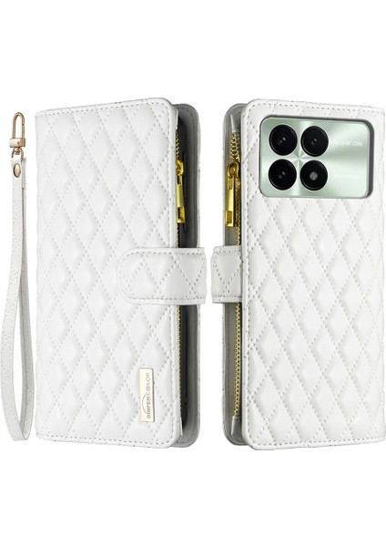 Xiaomi Redmi Için K70E 5g Case Fermuar Cüzdan Stand Kapağı Strap-White (Yurt Dışından)