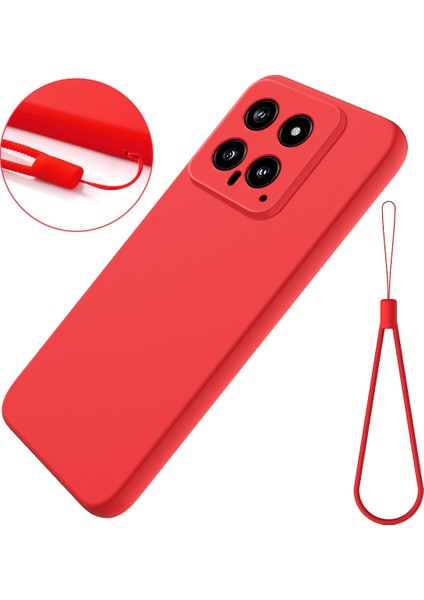 Xiaomi Için 14 Silikon Kasa, Bir Kayış Cep Telefonu Arka Kapağı Koruyucu-Kırmızı (Yurt Dışından)