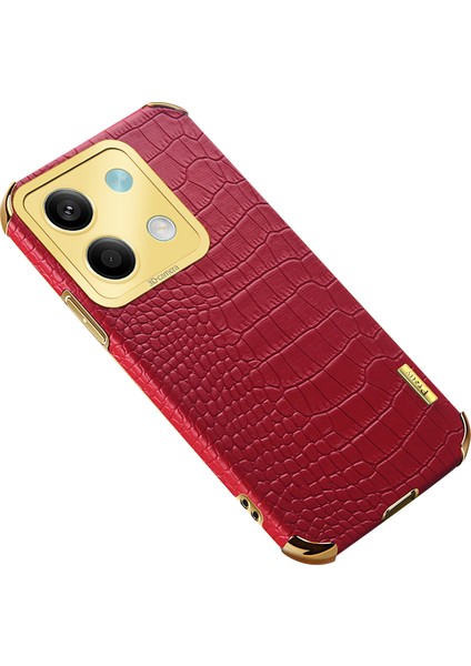 Xiaomi Için Redmi Note 13 5g Case Timsah Doku Deri+Tpu Telefon Geri Kabuk Kapak-Kırmızı (Yurt Dışından)