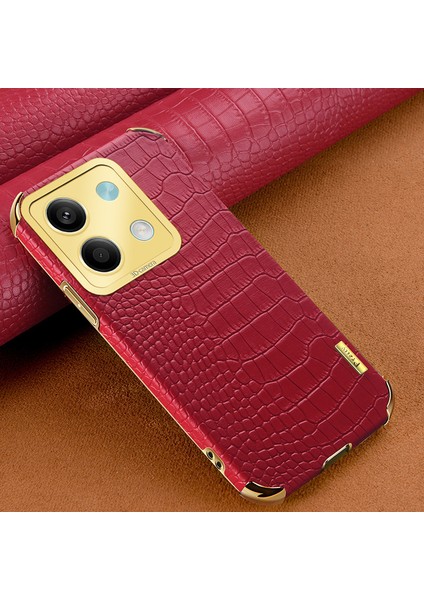 Xiaomi Için Redmi Note 13 5g Case Timsah Doku Deri+Tpu Telefon Geri Kabuk Kapak-Kırmızı (Yurt Dışından)