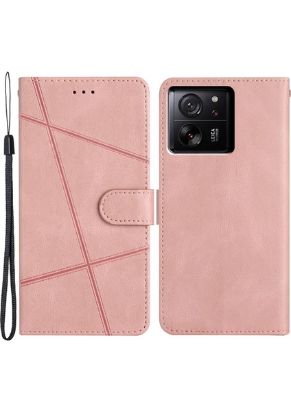 Xiaomi 13T/13T Pro/redmi K60 Ultra Manyetik Kılıf Baskılı Çizgiler Cüzdan Telefon Kapak Golü Altın (Yurt Dışından)