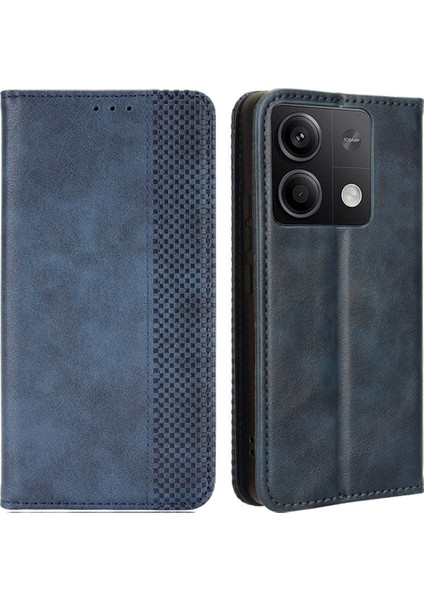 Xiaomi Için Redmi Note 13 5g Cep Telefonu Kapak Kılıfı Cüzdan Retro Pu Deri Kabuk Mavisi (Yurt Dışından)