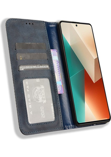 Xiaomi Için Redmi Note 13 5g Cep Telefonu Kapak Kılıfı Cüzdan Retro Pu Deri Kabuk Mavisi (Yurt Dışından) fiyatları