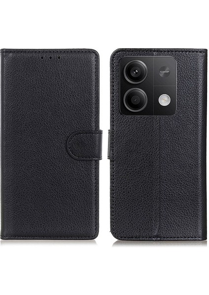 Xiaomi Için Redmi Not 13 5g/13 5g (Çin) Pu Pu Deri Litchi Doku Flip Cüzdan Telefon Koruyucu-Black (Yurt Dışından)