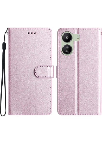 Xiaomi Redmi 13C 4g/poco C65 4g Deri Kılıf Ipek Dokusu Katlama Stand Telefon Kapak Işık Mor (Yurt Dışından)