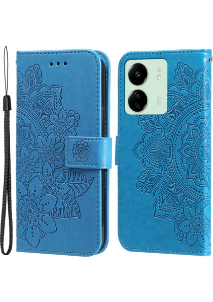 Xiaomi Redmi 13C 4g/poco C65 4g Case Anti-Cratch Pu Deri Deri Cüzdan Telefon Kapak Mavisi (Yurt Dışından)