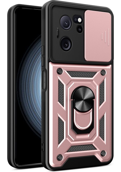 Xiaomi Için Redmi K60 ULTRA/13T/13T Pro Kılıf Slayt Lens Kapağı Pc+Tpu Cep Telefonu Kapağı Kickstand-Rose Gold (Yurt Dışından)