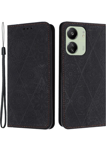 Xiaomi Redmi Için 13C 4g/poco C65 4g Kasa Cüzdan Stand Deri Telefon Kapak Black (Yurt Dışından)
