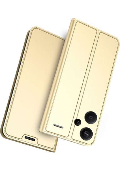 Xiaomi Redmi Için Note 13 Pro+ Case Stand Pu Deri Cep Telefonu Kart Yuvası Gold ile (Yurt Dışından)