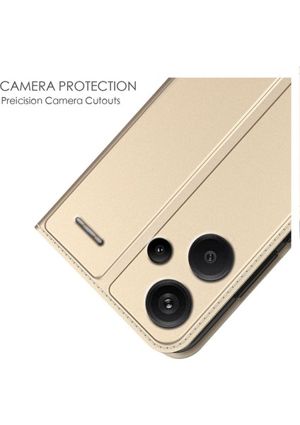 Xiaomi Redmi Için Note 13 Pro+ Case Stand Pu Deri Cep Telefonu Kart Yuvası Gold ile (Yurt Dışından)