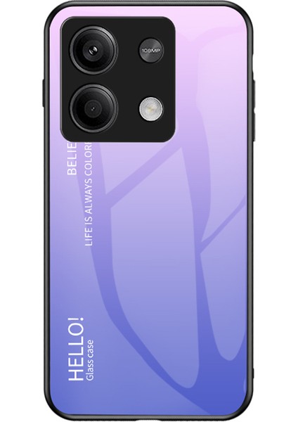 Xiaomi Için Redmi Note 13 5g Gradyan Telefon Kılıfı Temperlenmiş Cam Kapak Sınıflandırıcı Pembe Mor (Yurt Dışından)