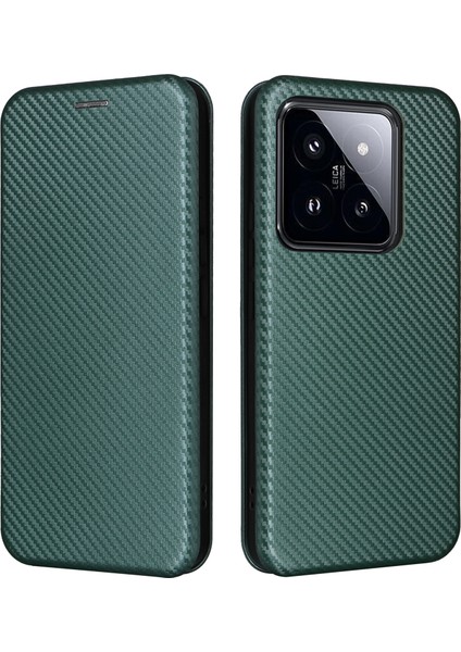 Xiaomi 14 Pro Vasal Kart Tutucu Stand Tpu + Pu Deri Cep Telefonu Kapak Yeşillüğü (Yurt Dışından)