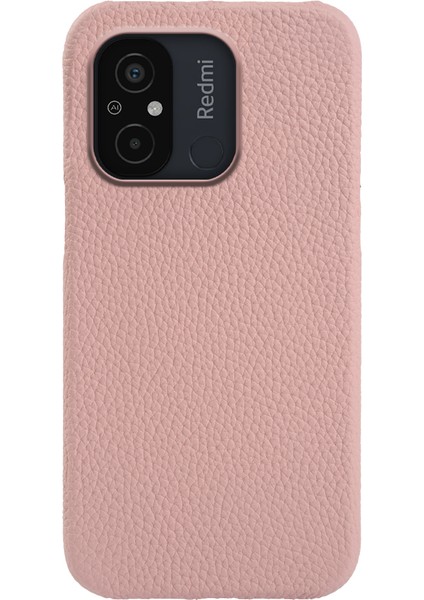 Xiaomi Redmi Için 12C 4g Orijinal Inek Deri Kaplamalı Pc Telefon Kılıfı Litchi Doku Manyetik Kapak Pembe (Yurt Dışından)