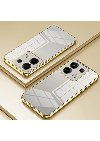 Xiaomi Redmi Için Note 13 Pro 5g Case Kırmızı Dayanıklı Tpu Elektrokaplanmış Hassas Lens Kesme Telefon Kabuğu-Altın (Yurt Dışından)